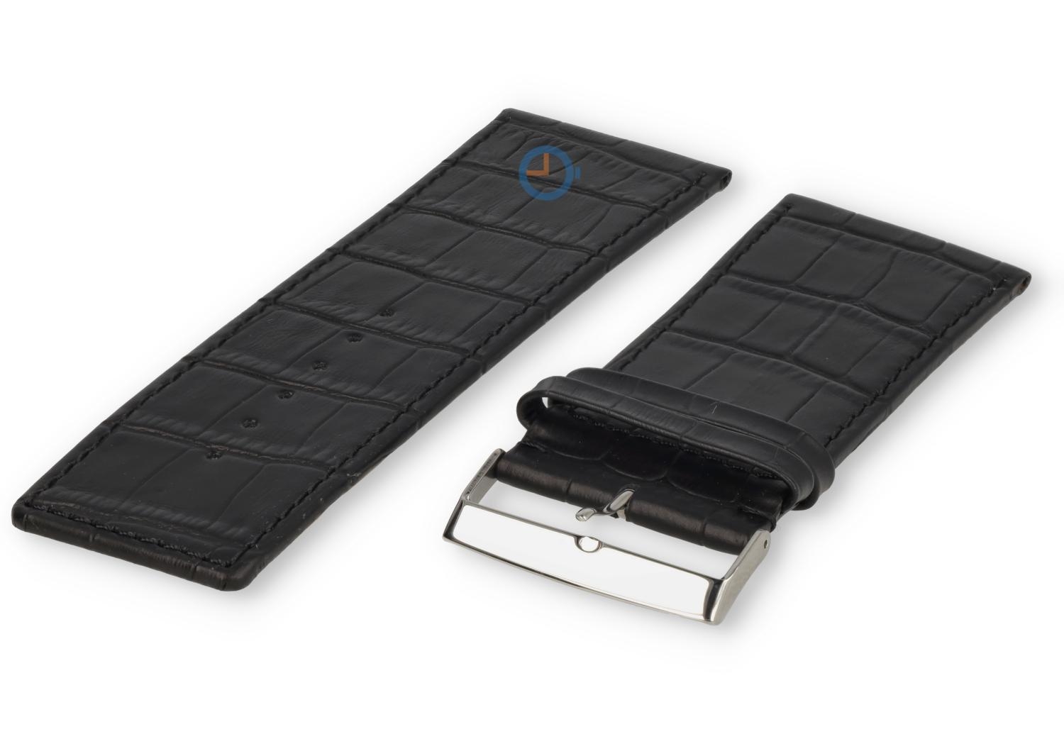 Deluxe croco watch strap - 36mm - black