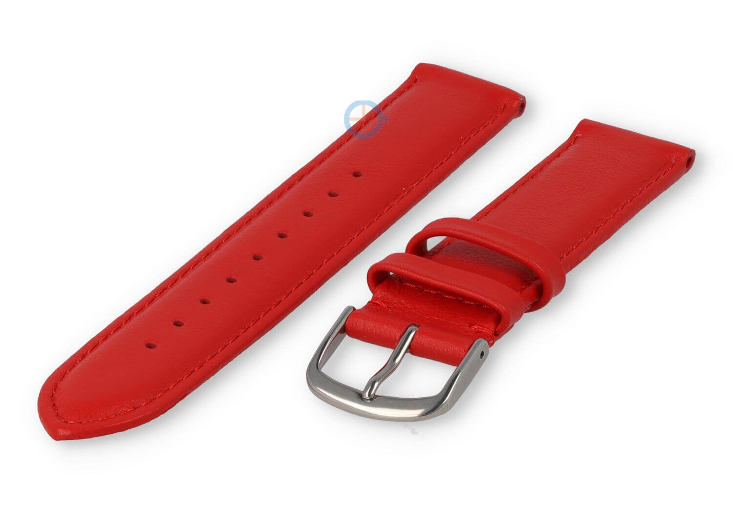 18mm watch strap smooth leather - bright red