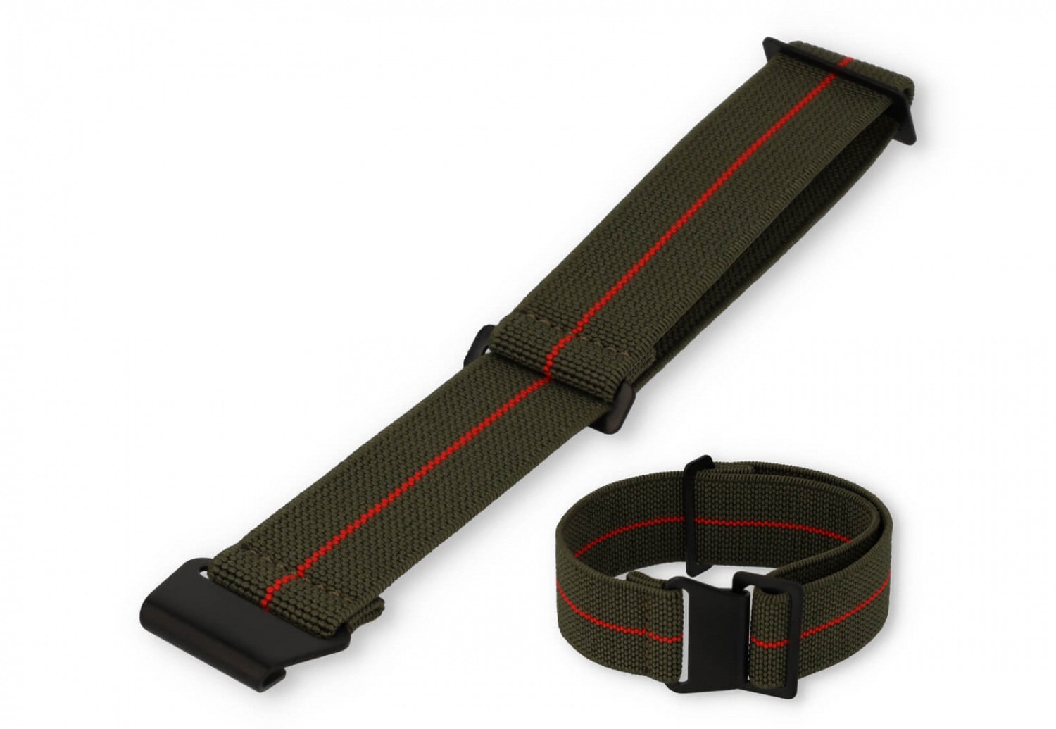 Elastic watch strap 22mm nylon green - red