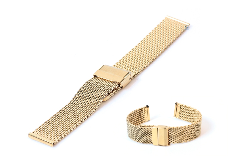 Mesh watchstrap 18mm gold (rough)