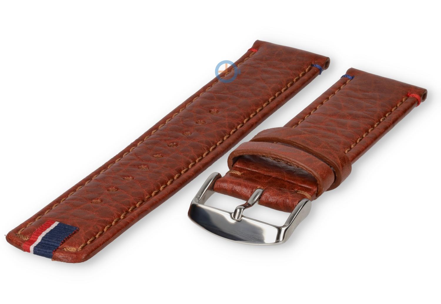 22mm cognac brown leather watch strap