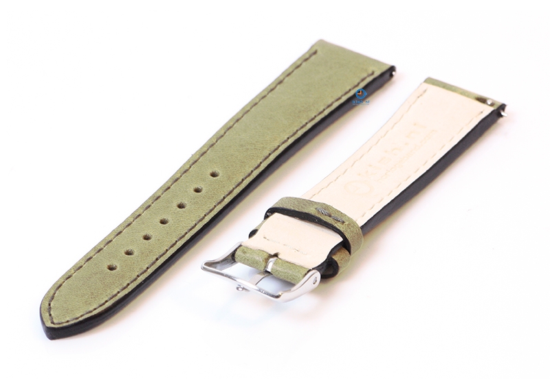 Horlogeband 18mm kakigroen leer