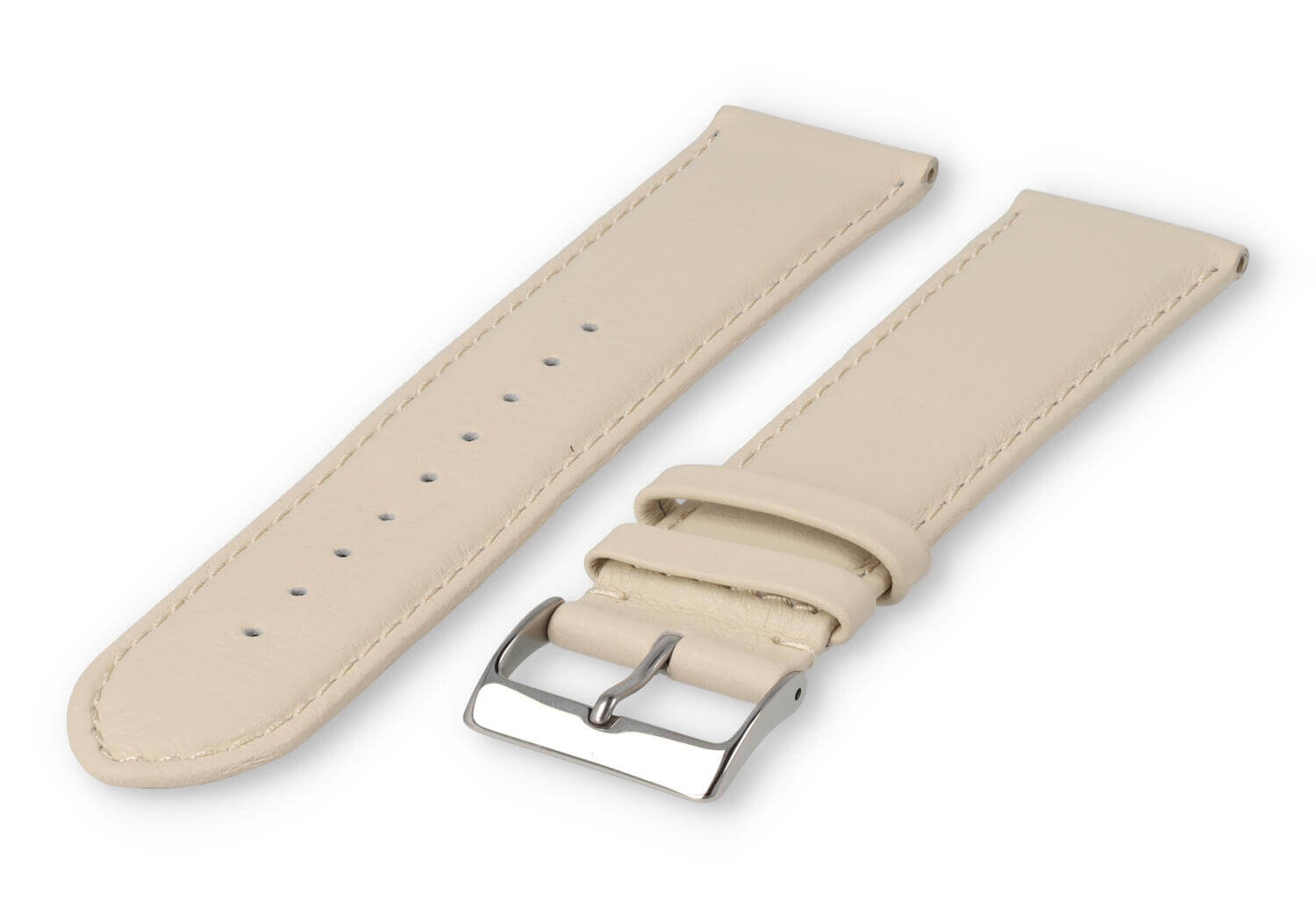 XL watch strap smooth leather - 24mm - cream-coloured