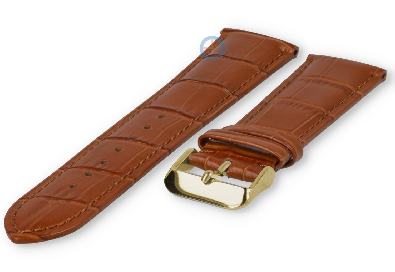 23mm - cognacbrown - leather strap with croco - gold