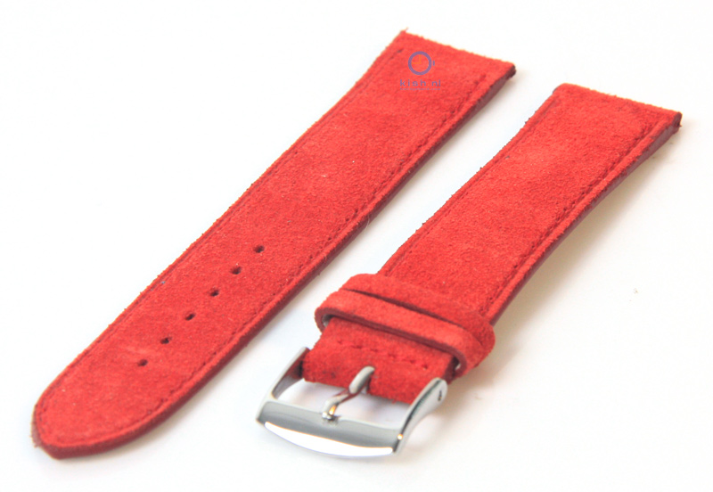 Watchstrap 20mm red suède leather