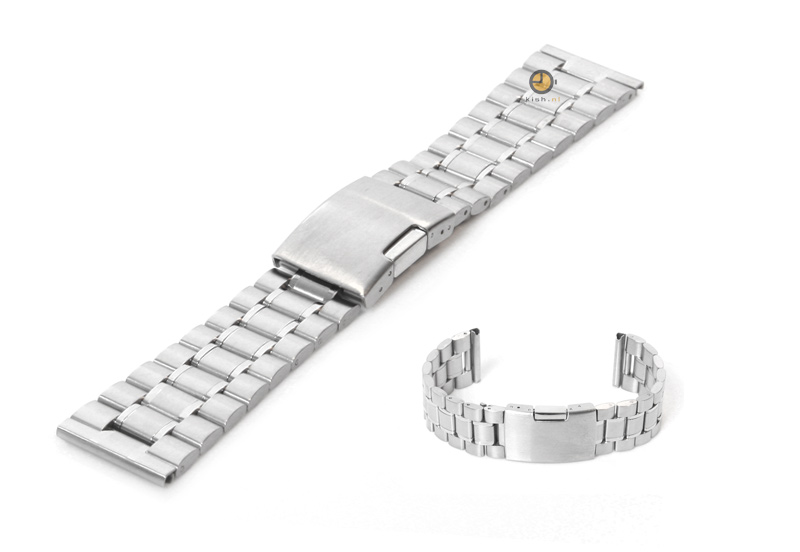 Watchstrap 22mm stainless steel matt/polished silver