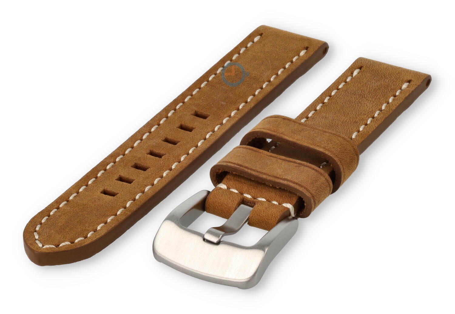 Water-repellent leather watch strap - 20mm - brown