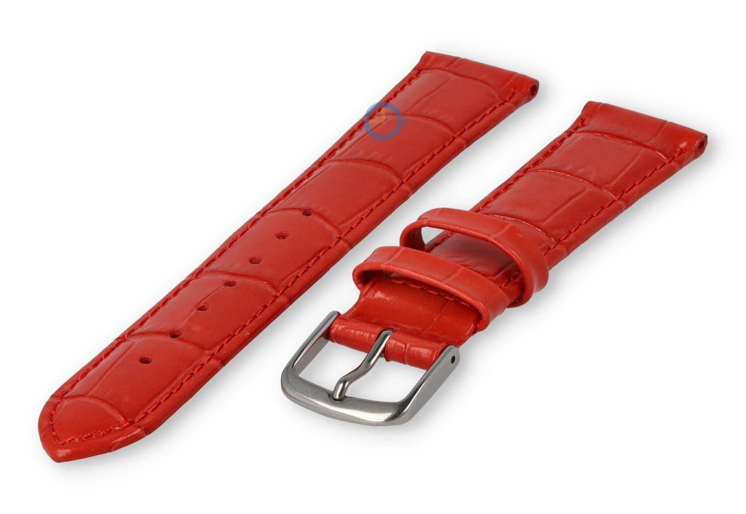 Leather strap with frizzled print - 16mm - red