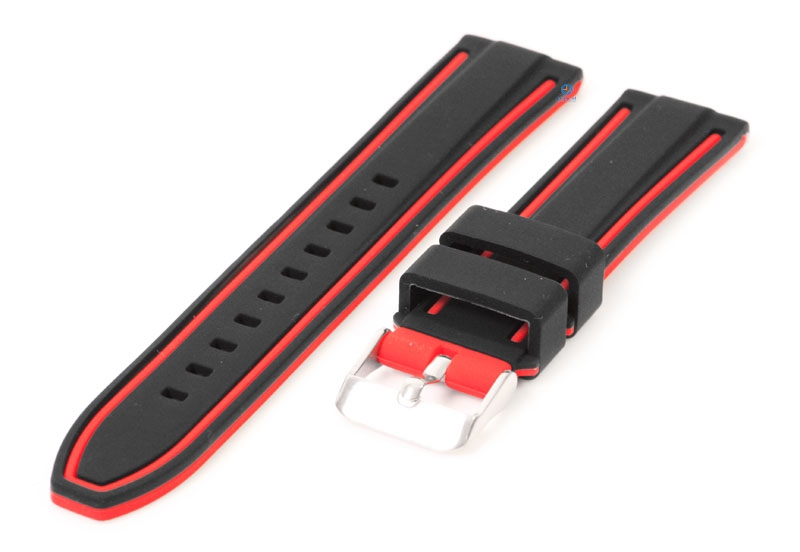 Silcone watch strap 24mm black/red (reversible)