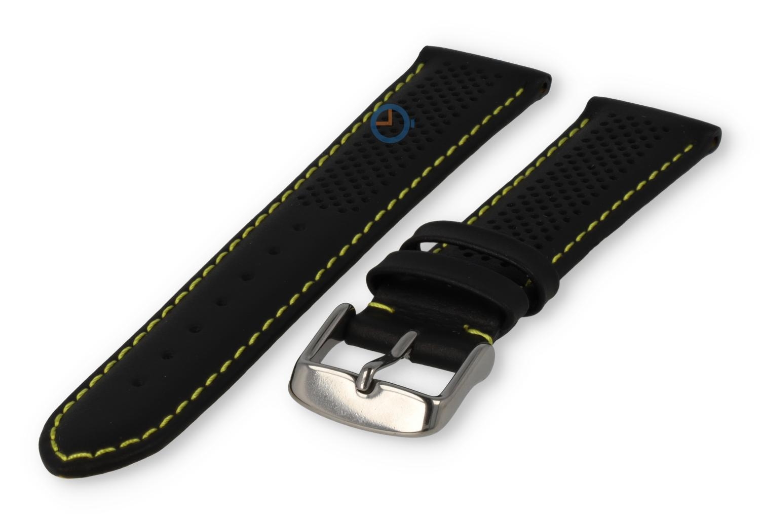 20mm hybrid strap - black with yellow