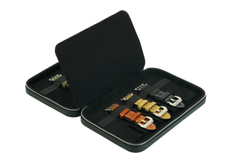 Case for 10 watch bands - Cross pattern black velvet