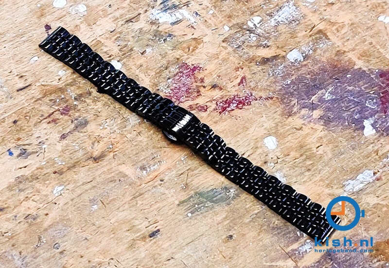 Horlogeband 14mm staal zwart - gepolijst