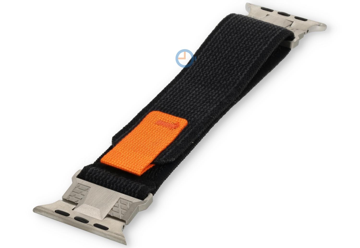 Elastic Apple strap with velcro - 45mm - Black Orange