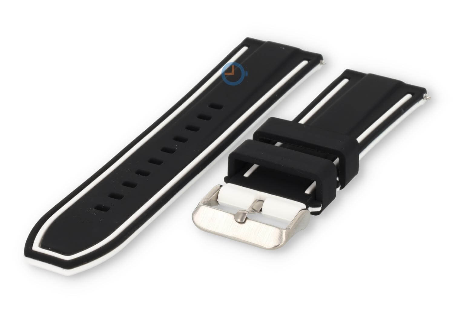 Silicone watch band 24mm black/white (reversible)