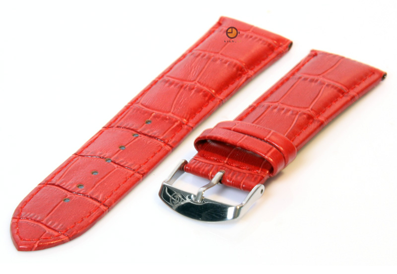 Watchstrap 24mm red croco leather
