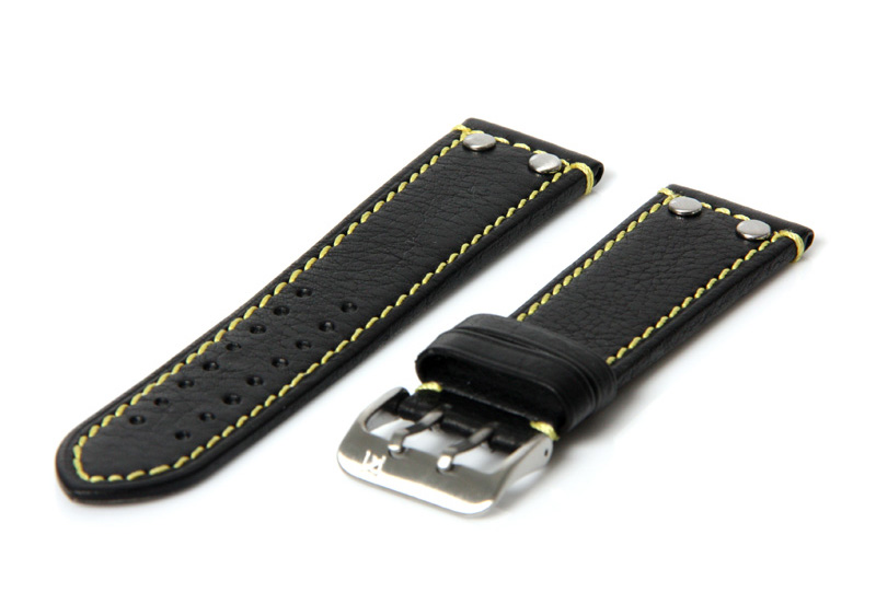 Watchstrap 22mm black/yellow