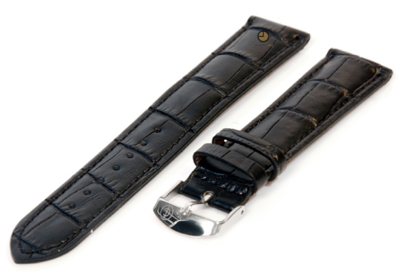 Watchstrap 16mm black leather extra long