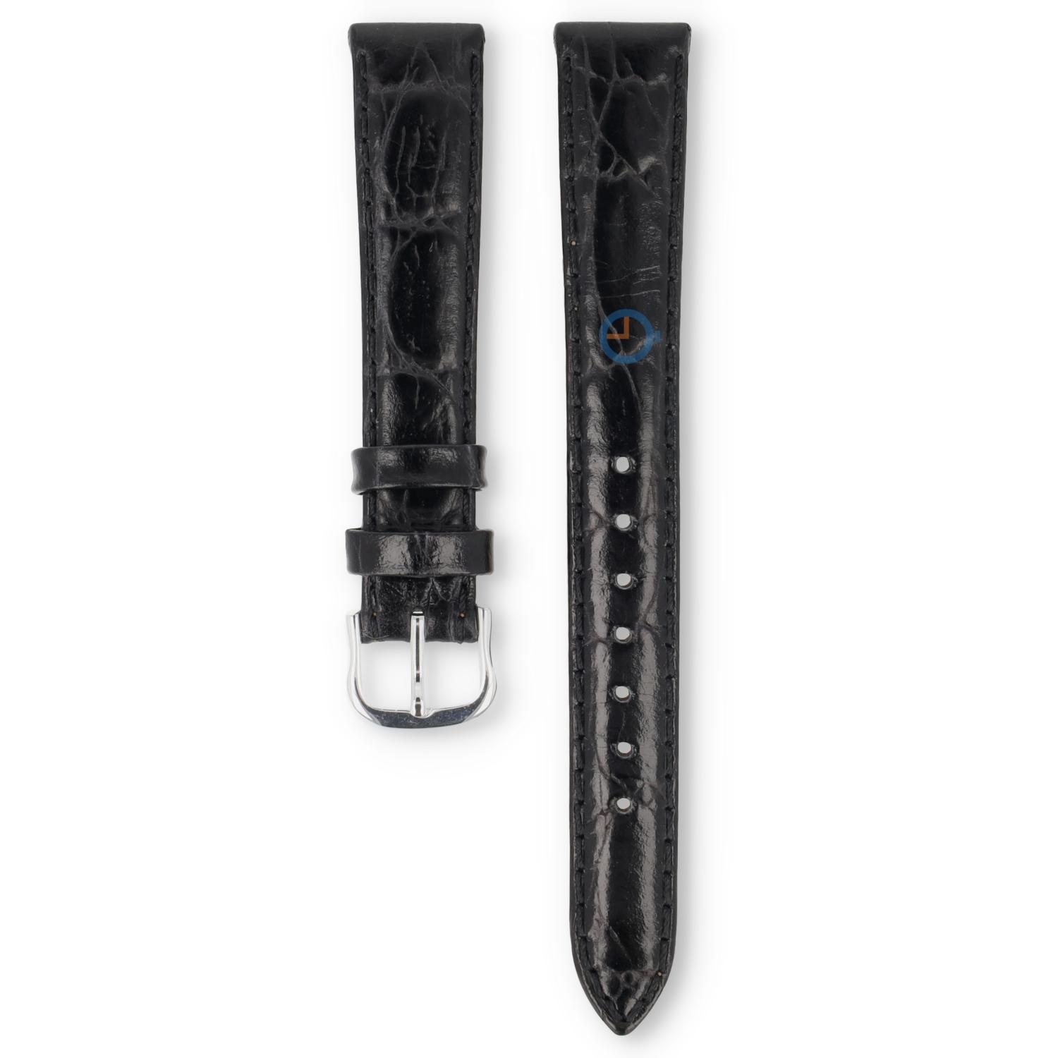 Universal 14mm black leather watch strap - Seiko