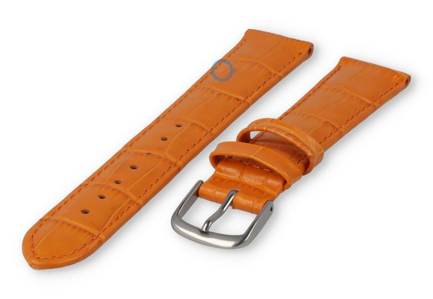Leather strap with frizzled print - 16mm - orange