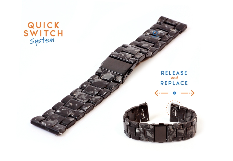 watchstrap 22mm resin granite black grey