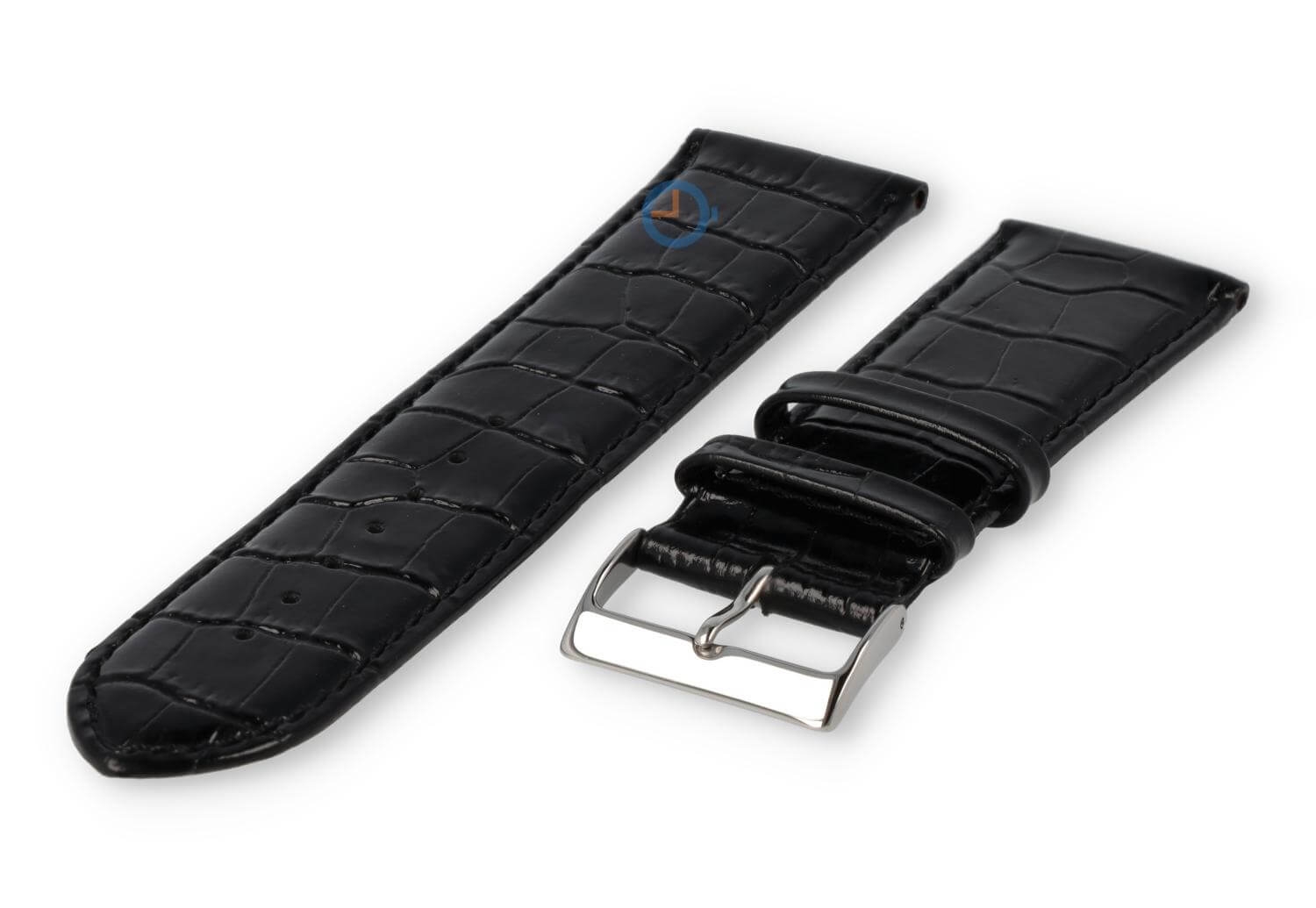 Basic croco watch strap - 24mm - black
