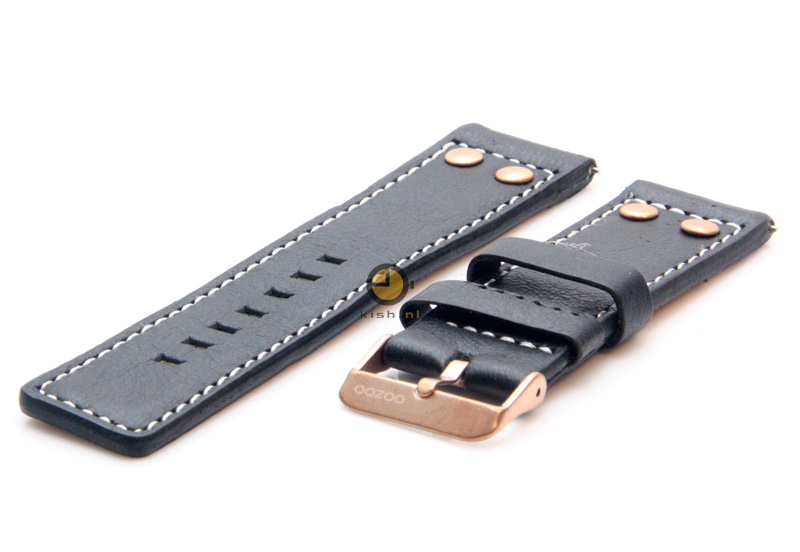 Oozoo watchstrap 24mm black leather