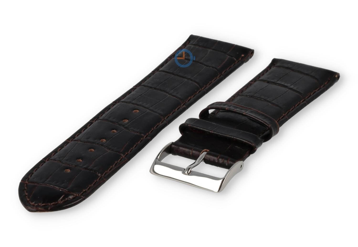 Basic croco watch strap - 24mm - dark brown