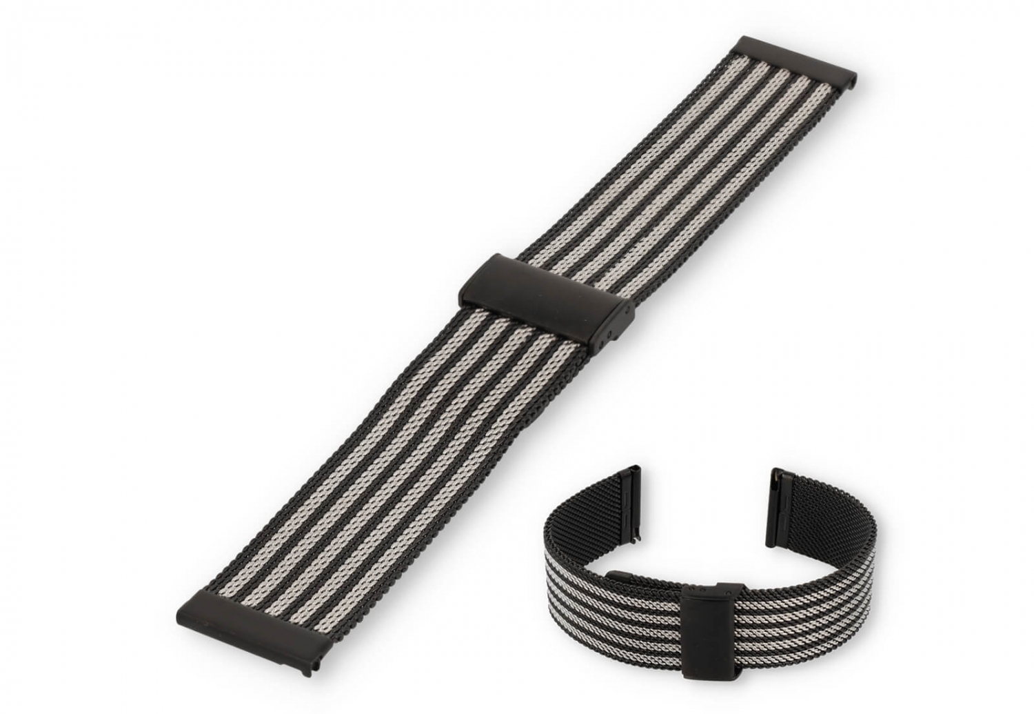 Watch strap 22mm mesh black/silver - Quick Switch (FINE)