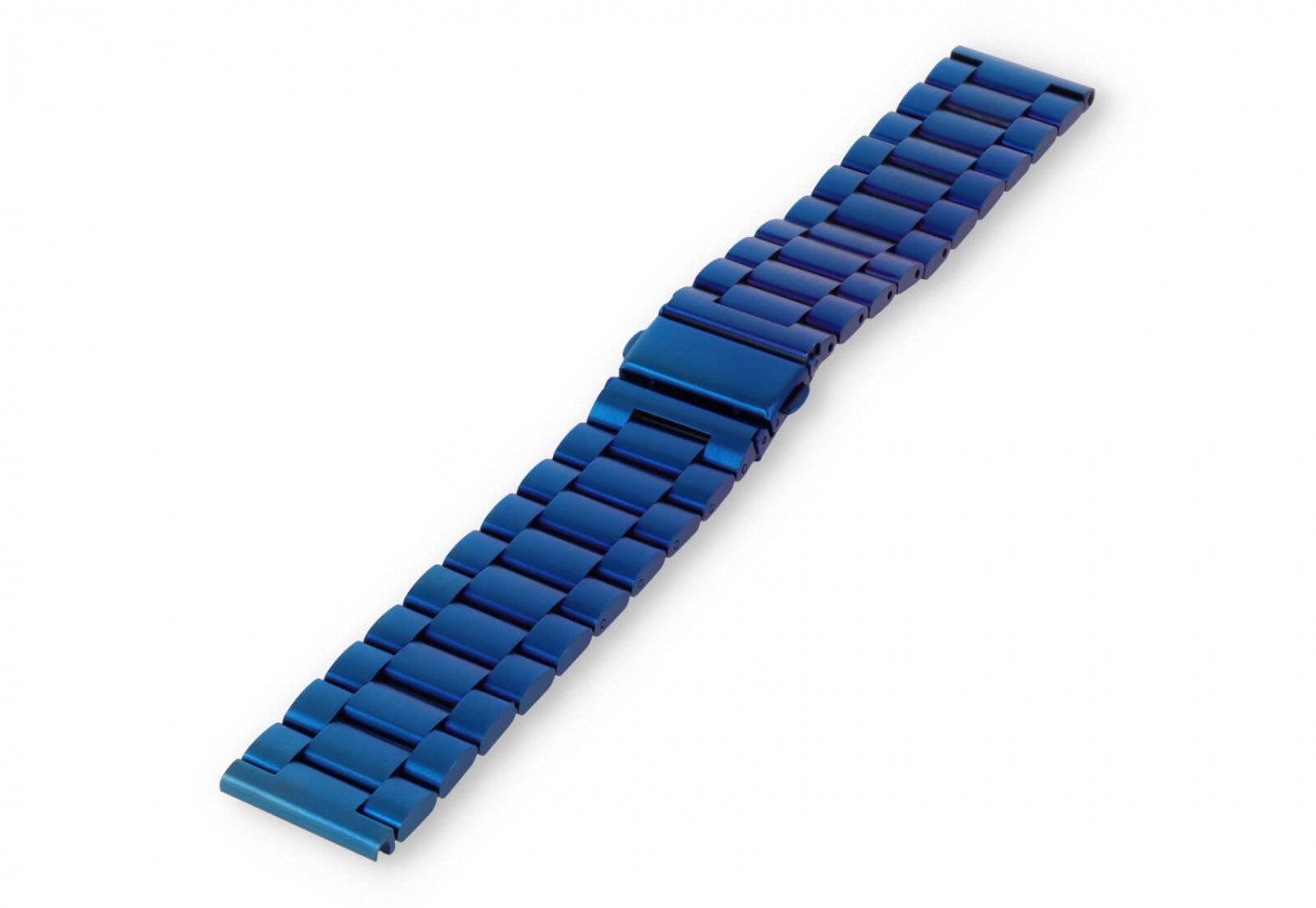 Horlogeband 22mm mat staal - blauw