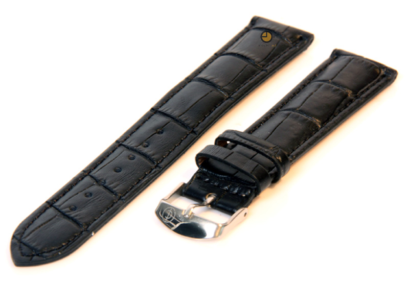 Watchstrap 20mm black leather extra long