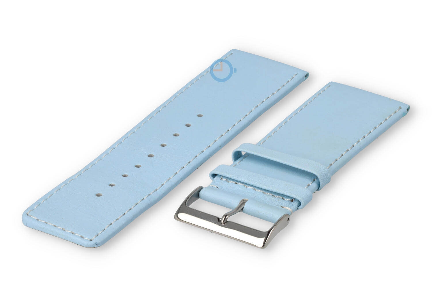 30mm watch strap smooth leather - ice blue