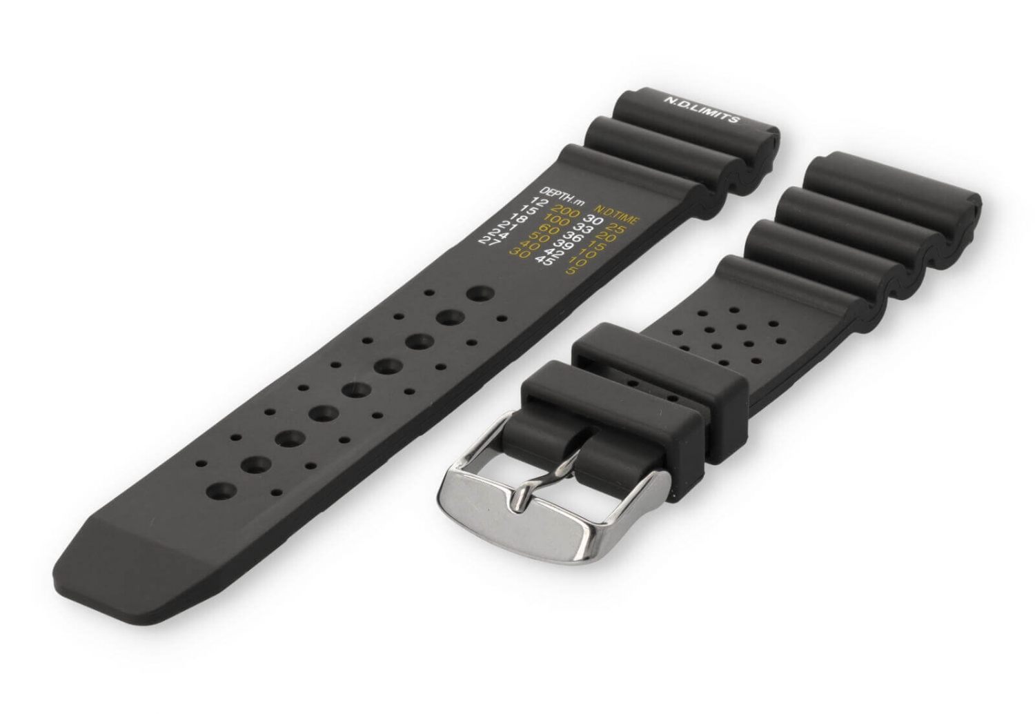 Diver watch band with time table 20mm grey rubber