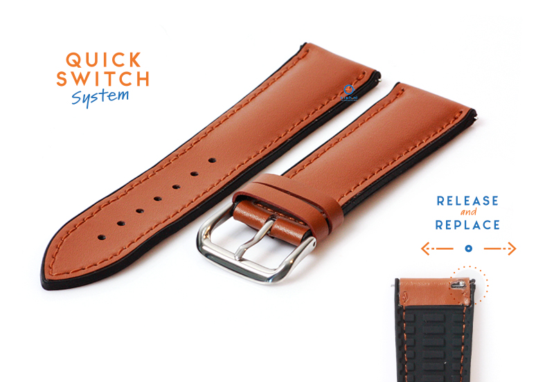 Watchstrap 22mm rubber with leather toplayer