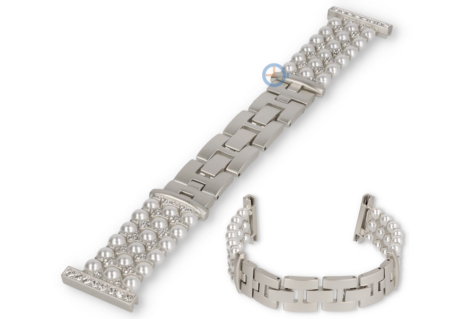 22mm beaded bracelet for watches - silver pearl