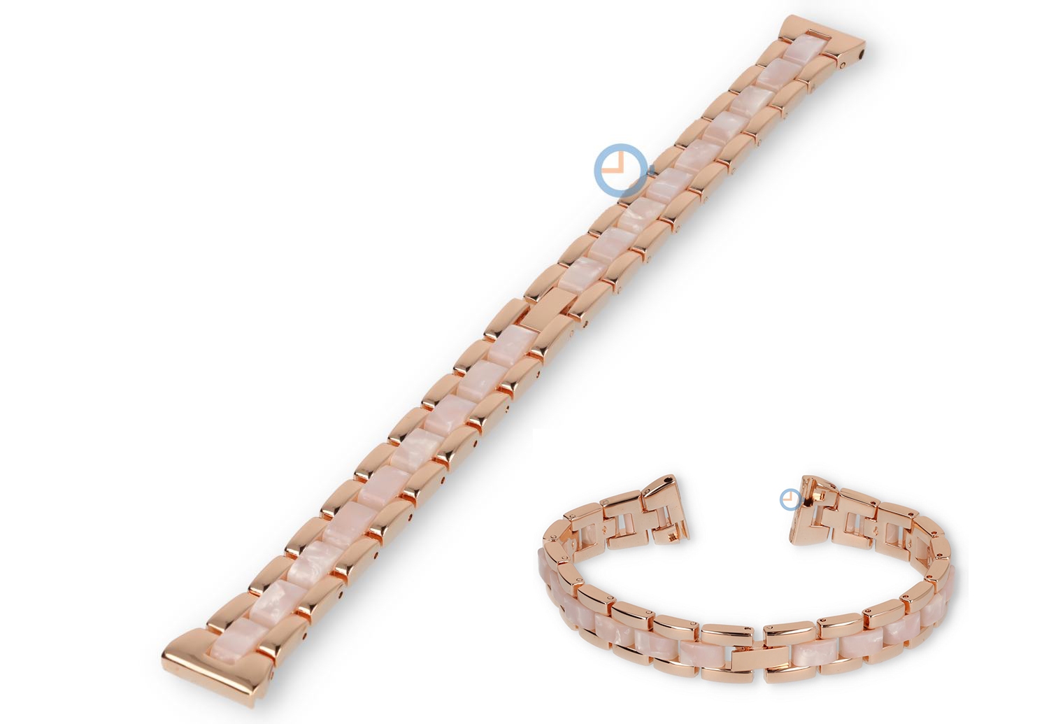 14mm steel strap with marble-look - rosegold/pink