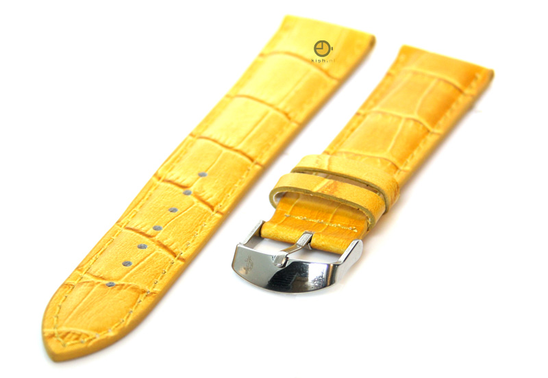 Watchstrap 20mm yellow leather croco