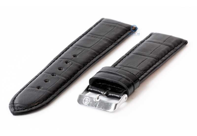 Watchstrap 24mm black leather croco