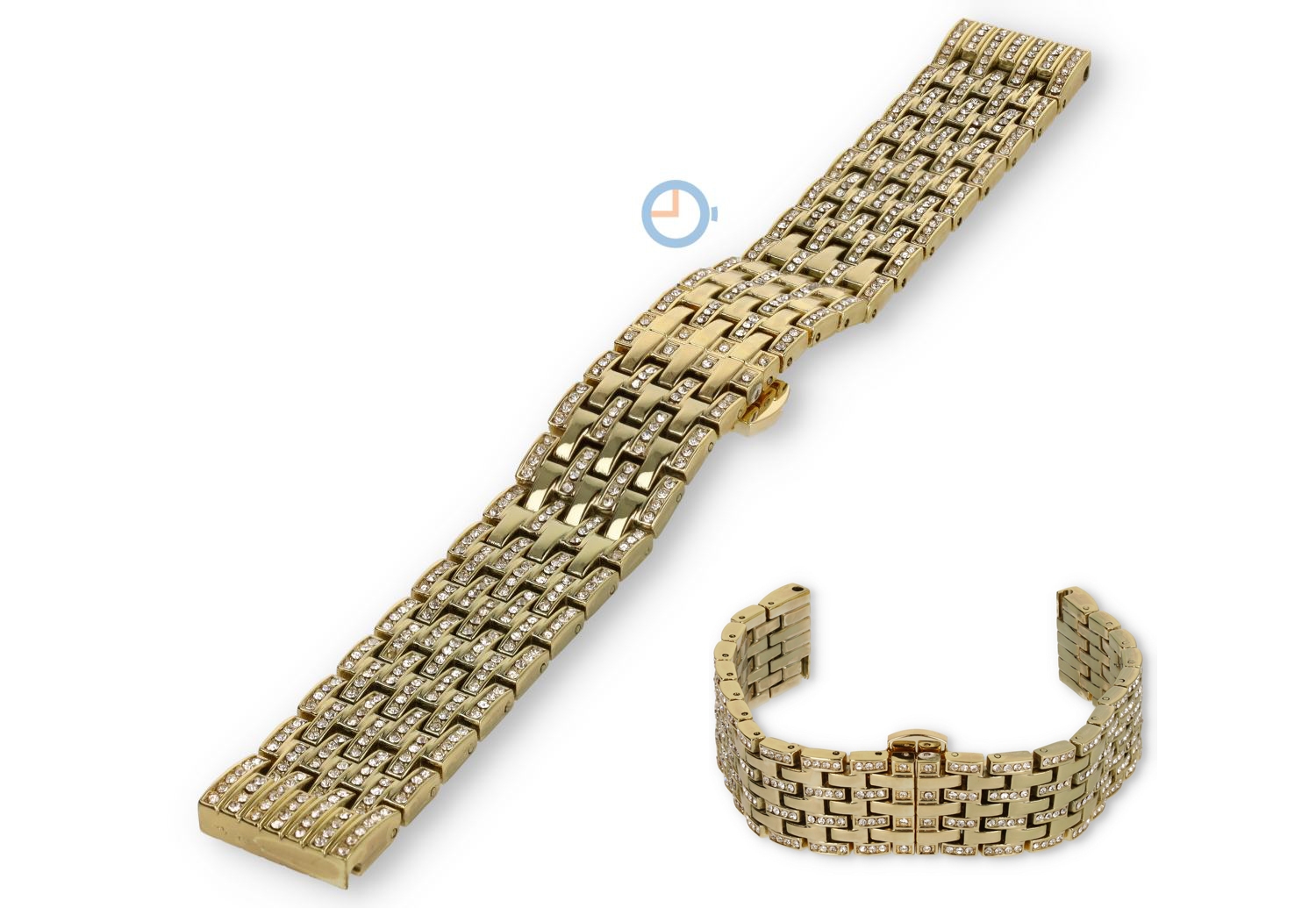 Pav? steel watch bracelet - 18mm - yellowgold
