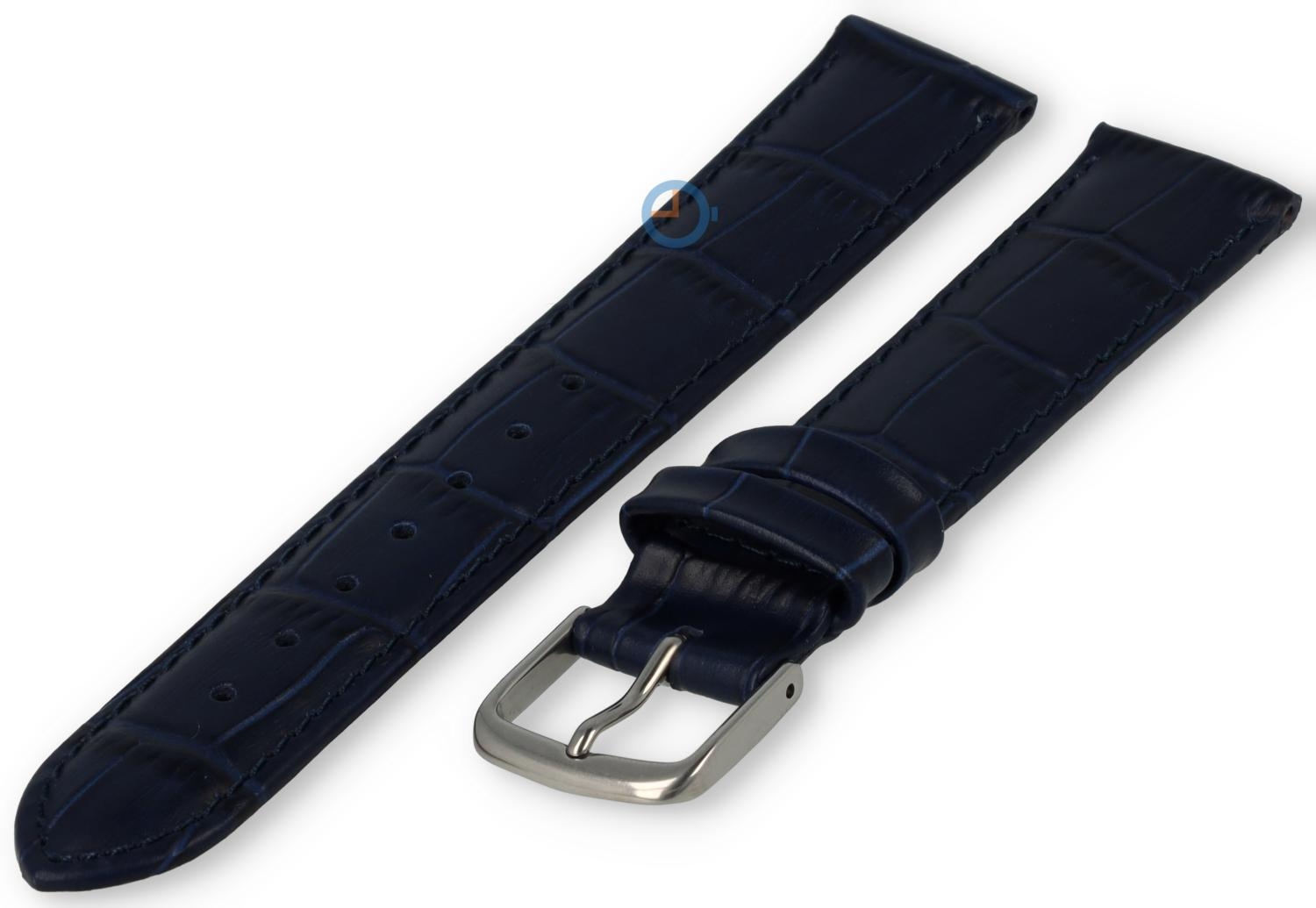 21mm - navy blue - odd-sized leather strap with croco