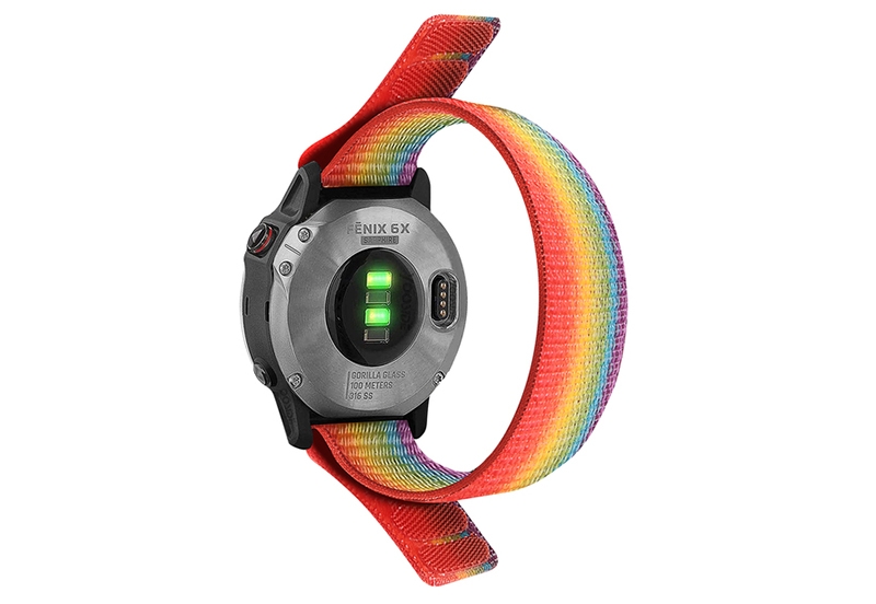 Garmin Fenix 5/6/7 horlogeband met klittenband - Regenboog