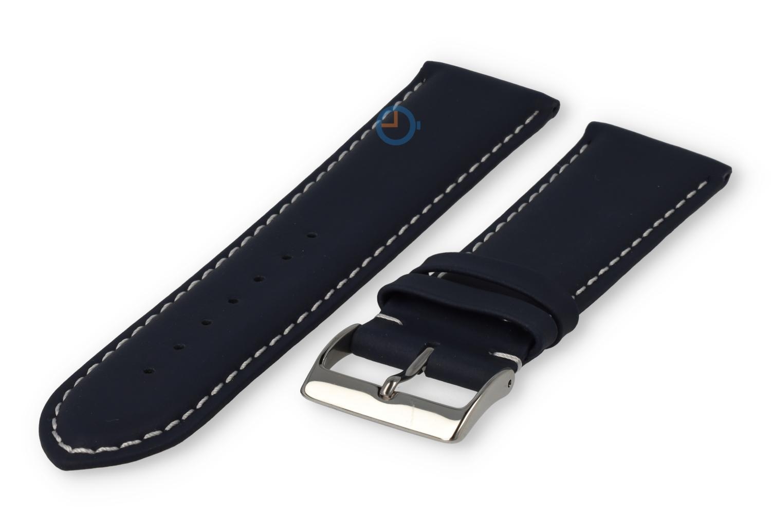 Odd-size leather watch strap - 23mm - navy blue