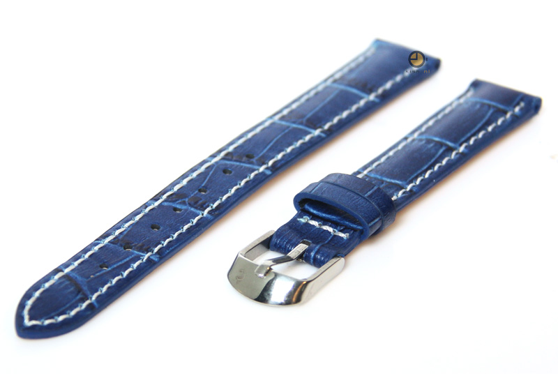 Watchstrap 16mm blue leather croco