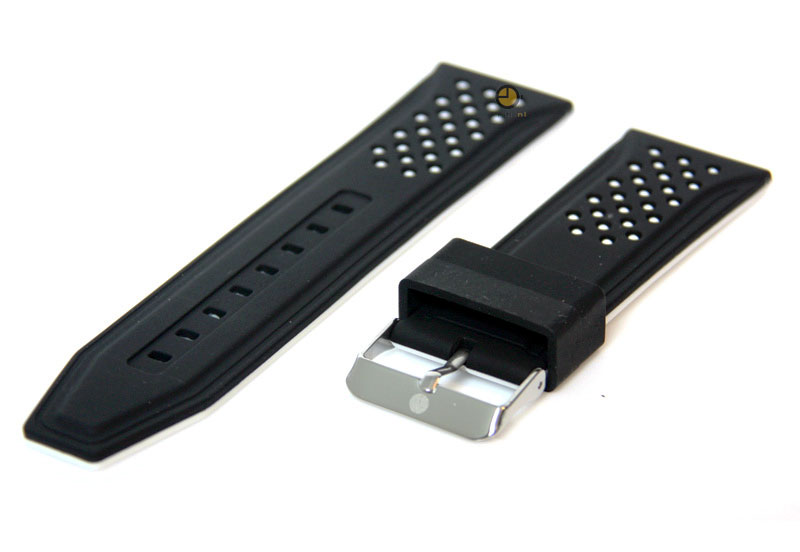 Watchstrap 24mm bicolor black white silicone