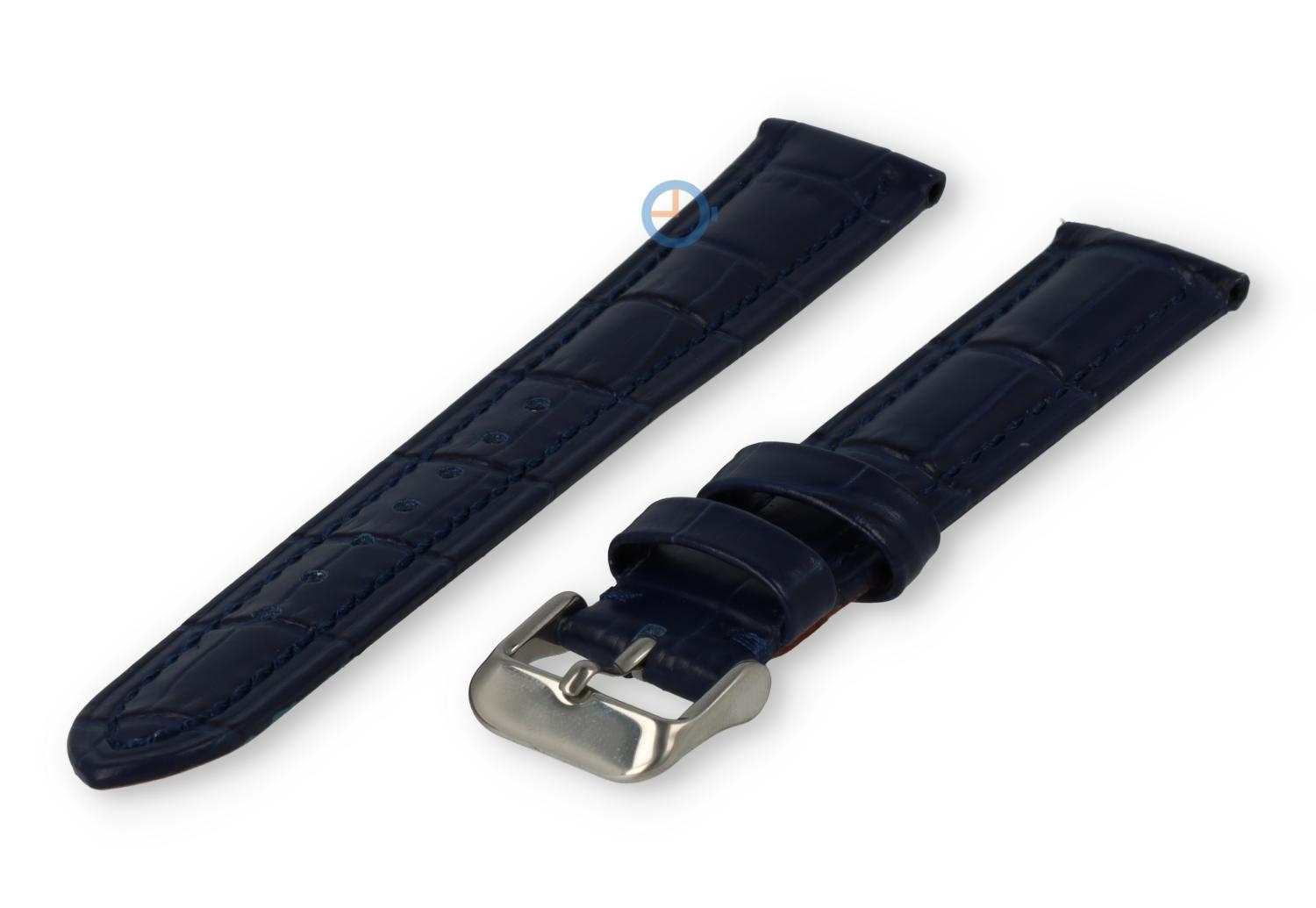 Watchstrap 16mm croco leather darkblue