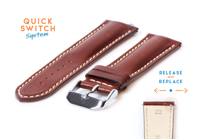 Watchstrap 22mm brown bull leather