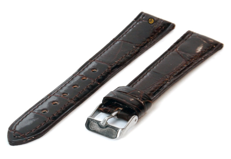 Watchstrap 18mm darkbrown croco leather