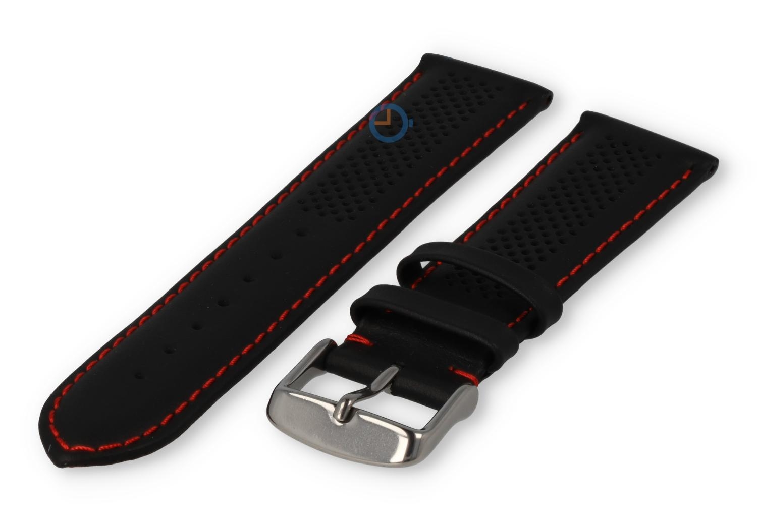 22mm hybrid strap - black with red