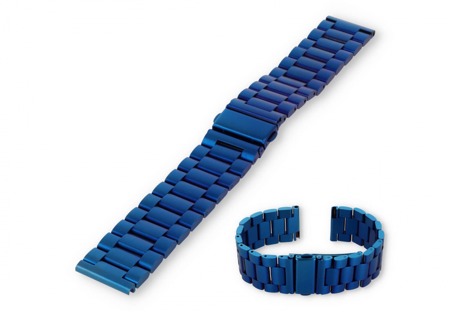 Watch strap 22mm matt steel - blue