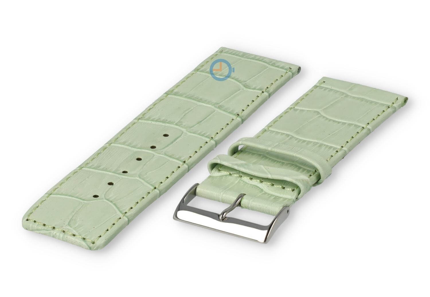 Calfskin strap with croco-relief - 28mm - pastel green