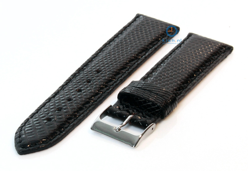 Watchstrap 20mm black lizard leather